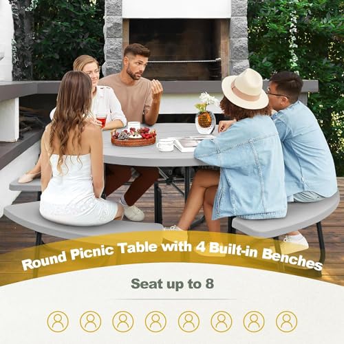 NP11264 Picnic Table & Bench Set, Large, Black