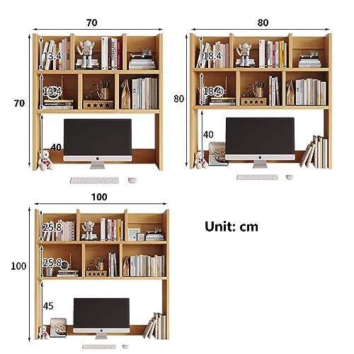 Dorm Room Desk Hutch, Wooden Desk Hutch Desk Organizers, Bookshelf and Accessories Storage Display Rack in Home Office Dorm, Freestanding Desk Shelf, 70*20*70cm, White