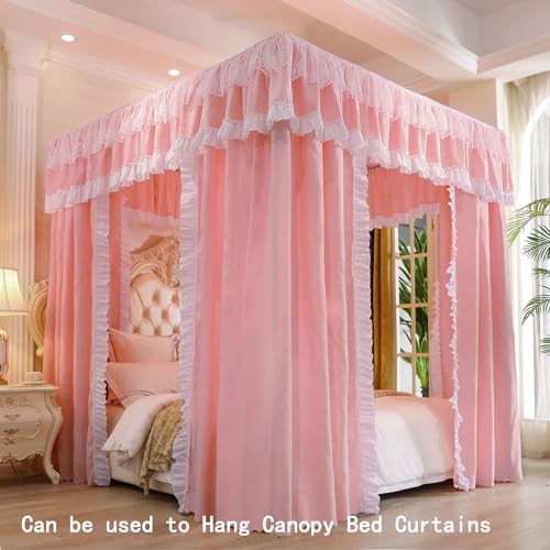 AIKASY Hollow Stainless Steel Twin Canopy Bed Frame, Four Poster Bed Frame, Canopy Bed Curtains Frame - Fits Four Corner Beds, Metal Bed Mosquito Net, Bedroom Deco