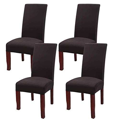 Dining Room Chair Covers Stretch Dining Chair Slipcover for Dining Chairs Parson Chair Covers Protector for Hotel, Ceremony, Banquet Wedding Party (Beige/Bule, 4 Pack)