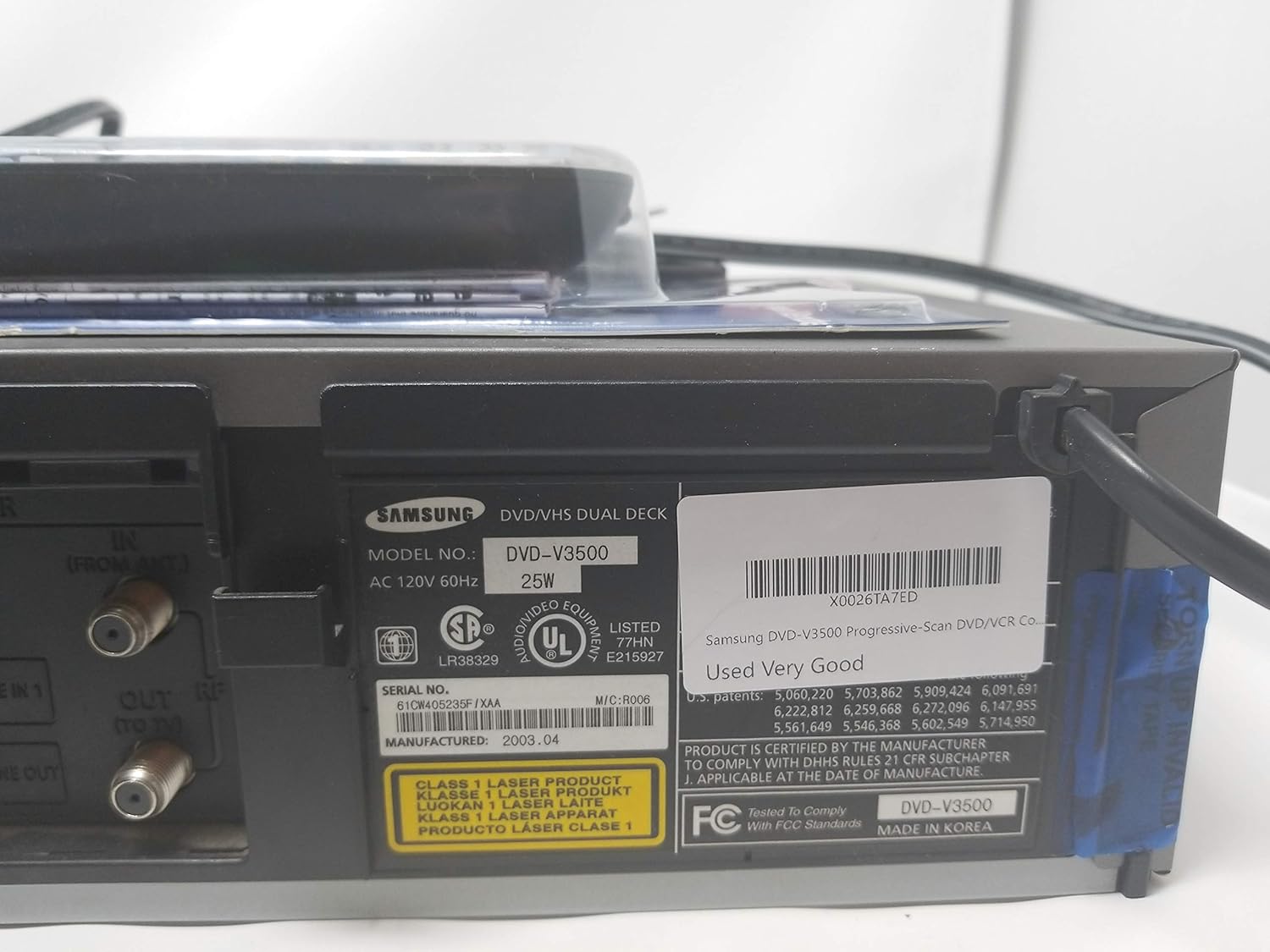 Samsung DVD-V3500 Progressive-Scan DVD/VCR Combo