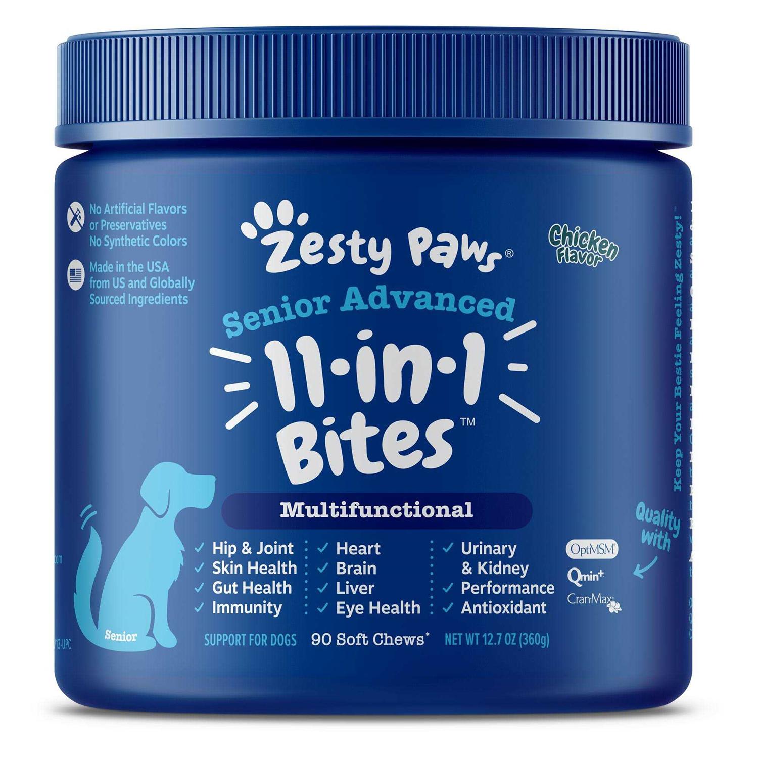 Zesty Paws Senior Advanced 11-in-1 Multivitamin Bites for Dogs - Pet Supplies online store