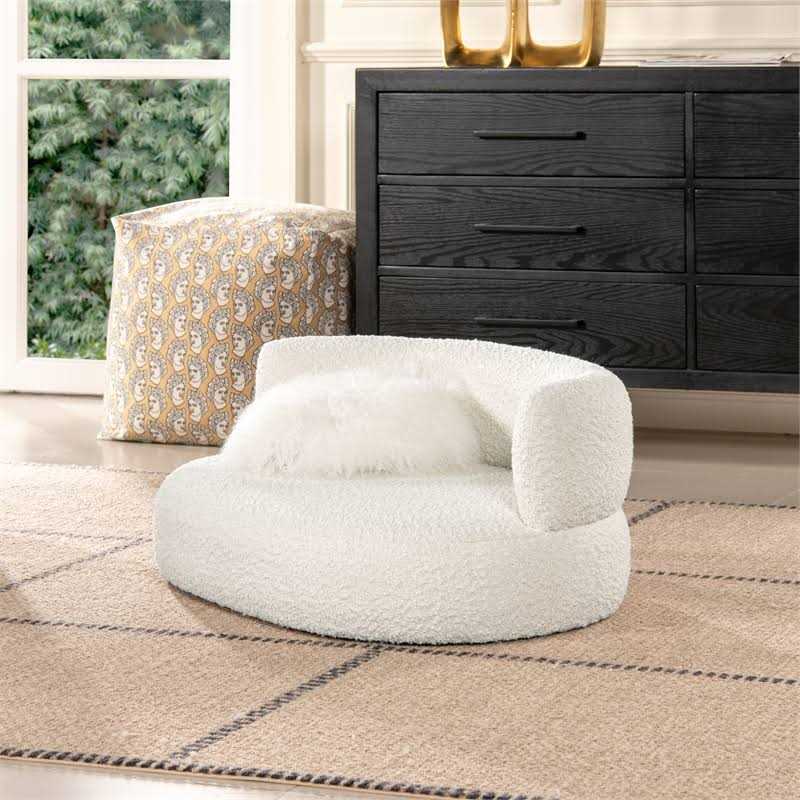 Jennifer Taylor Home Shep 36 Curved Dog Sofa Bed Medium Ivory 55010-M-MBW - Pet Supplies online store