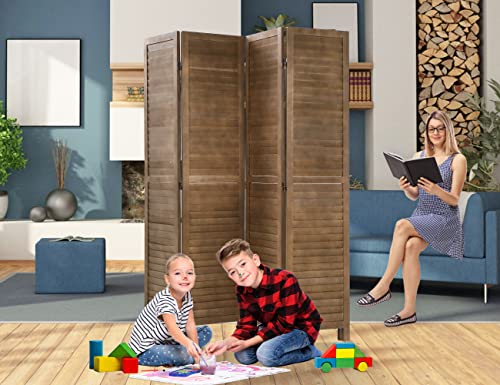 4 Panel Room Divider, 68.9'' Tall Wood Dividers and Folding Privacy Screens, Freestanding Wood Screen, Folding Portable Room Screen Divider Partition Screen for Indoor Home Office Bedroom Restaurant