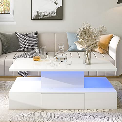 Hydraulic Lifted Modern Multifunctional Coffee Table,with 2 Storage Cabinets and Hidden Storage,Expandable Modern Center Table for Home Office, Reception Room and Living Room