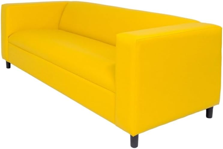 HomeRoots 530489 84 in. Faux Leather & Black Sofa Yellow