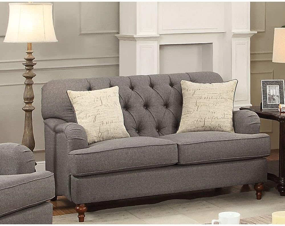 Alianza Loveseat w/2 Pillows in Dark Gray Fabric 53691