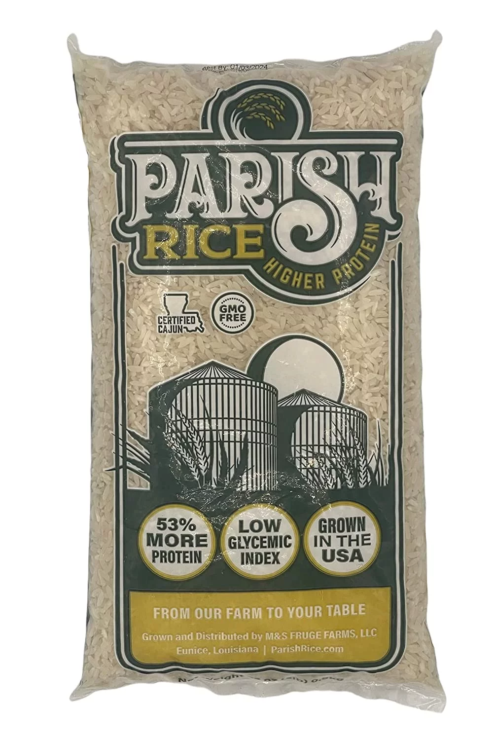 Parish Rice ? High-Protein Rice with Low Glycemic Index ? Locally Grown Long-Grain White Rice ? Made in the USA ? Rich Nutrient Content ? Ideal for Curry, Desserts, Stir-Fry ? 5lb Bag
