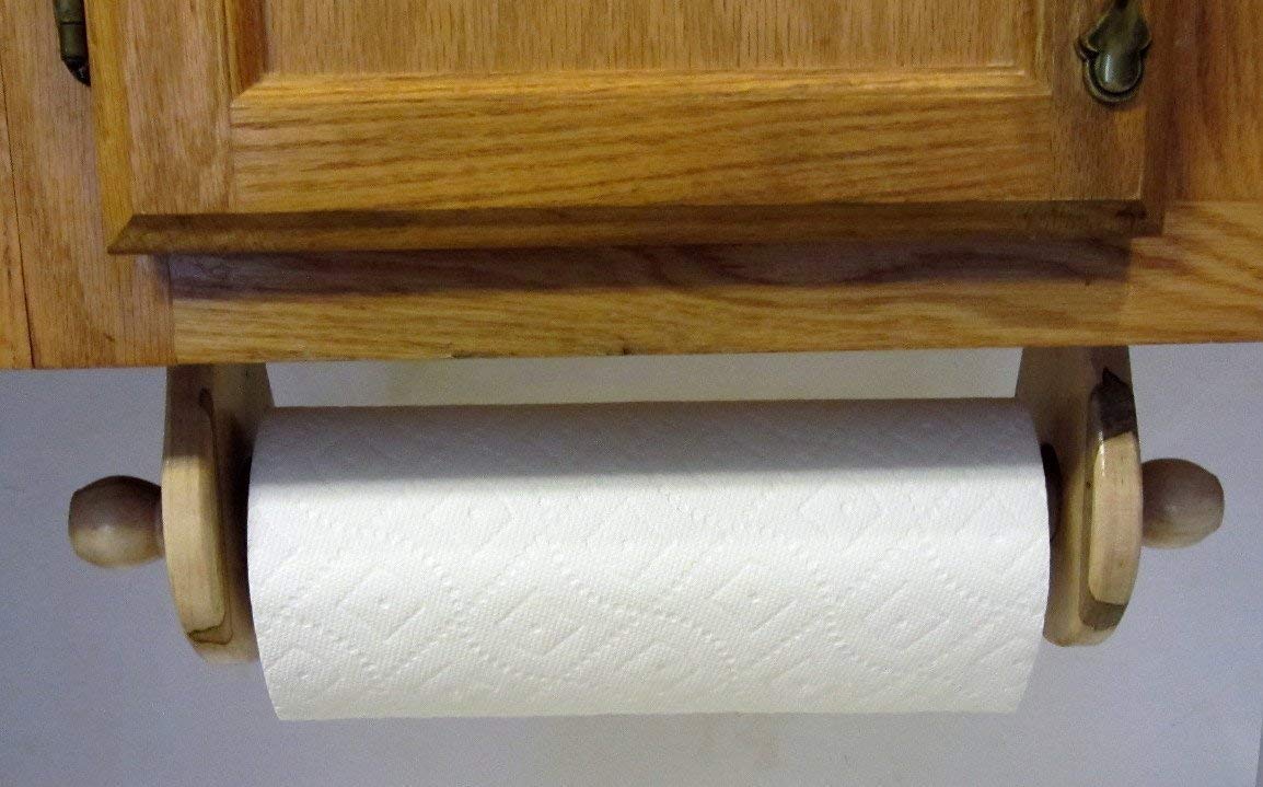 Maple Wood Kitchen Paper Towel Holder Wall or Cabinet Mount