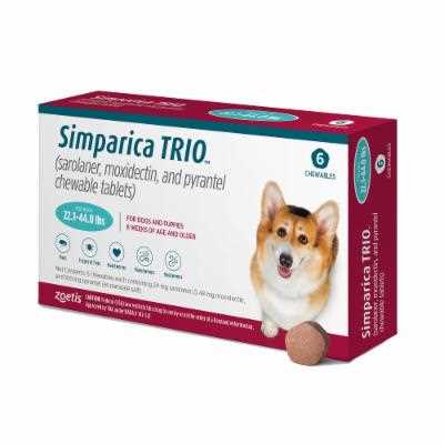 Simparica Trio 22.1-44 lbs. Dogs, 6 Month Supply - Pet Supplies online store
