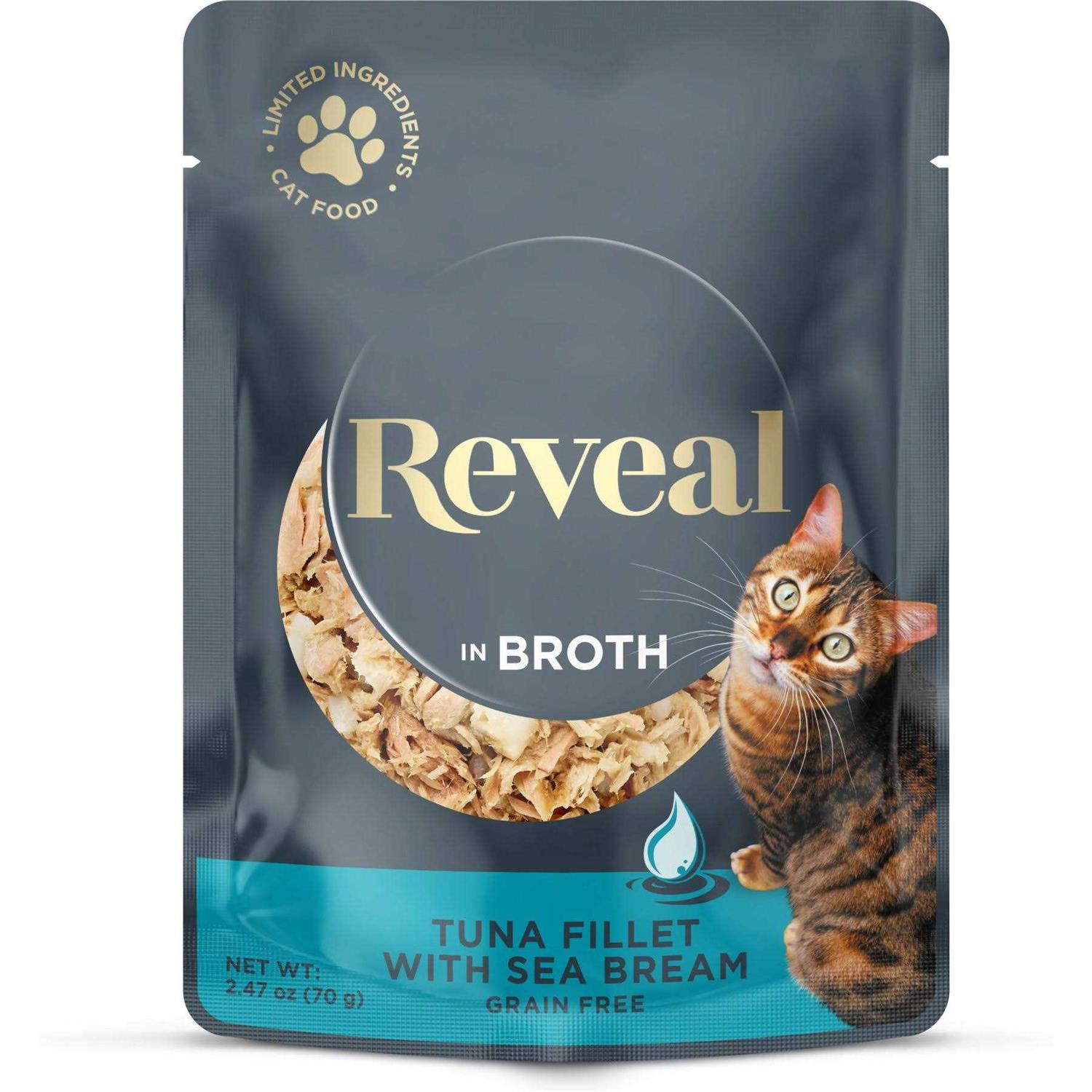 Reveal Natural Wet Cat Food Tuna Fillet with Sea Bream in Broth - Pet Supplies online store