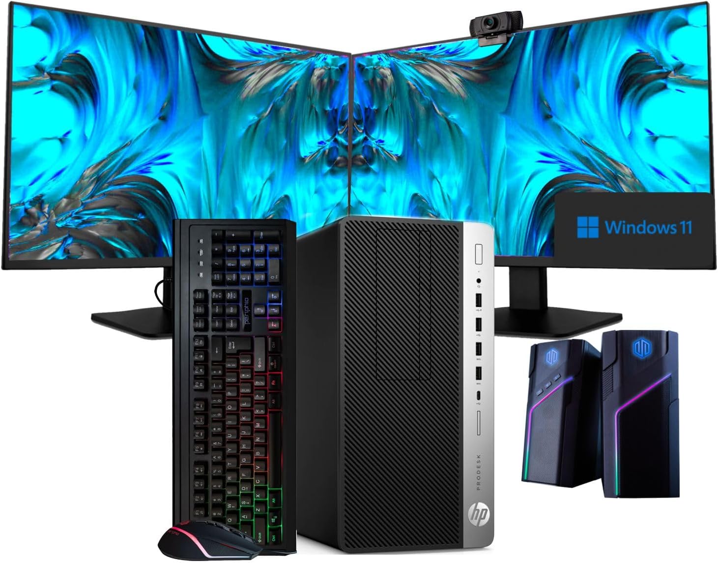 HP Workstation PC Desktop with NVIDIA GeForce K1200 4GB, Intel i7-8700, 32GB DDR4 RAM, 1TB SSD + 4TB HDD, Windows 11 Pro, Dual 22in LCD Monitors - for Creative Applications