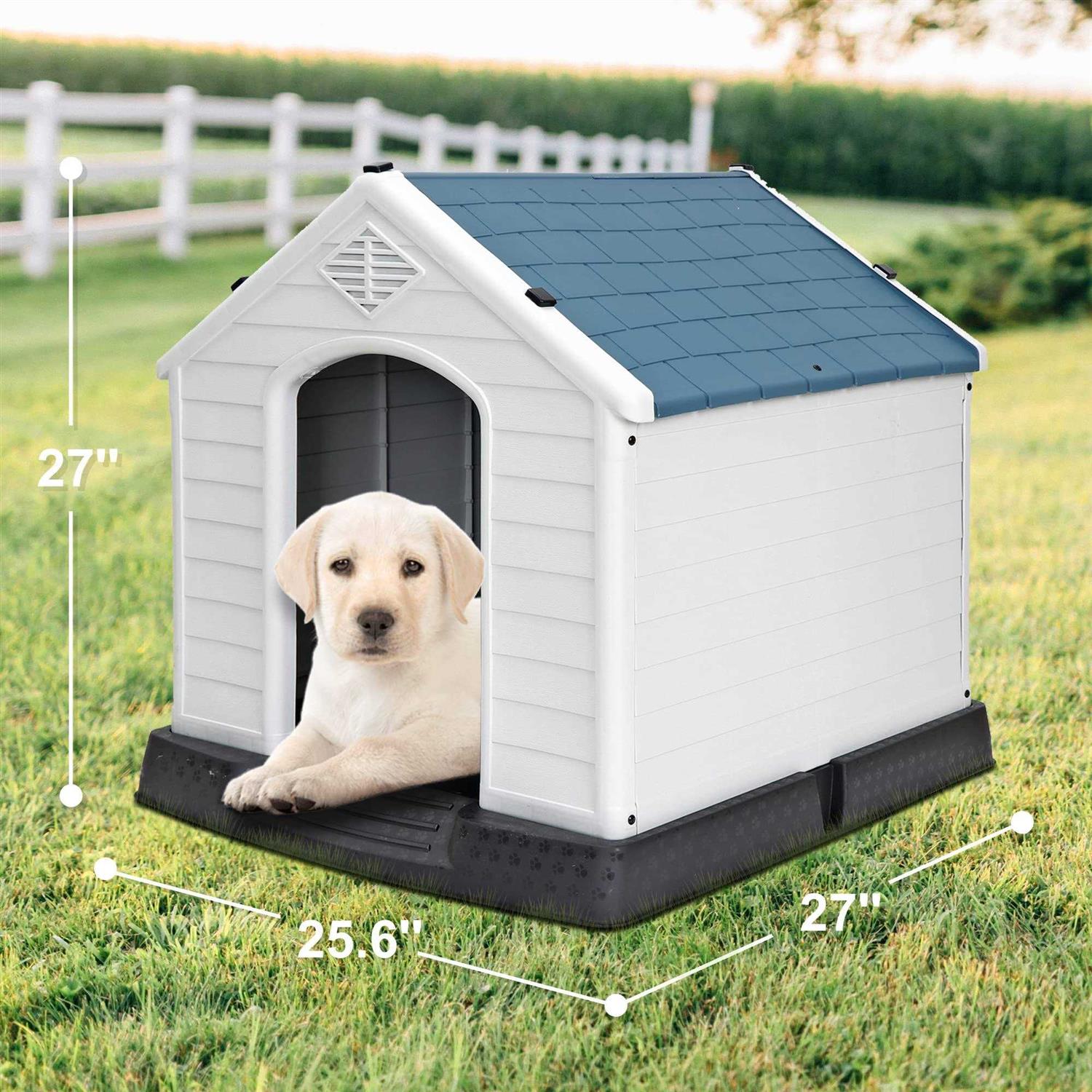 ZENY Plastic Dog House Waterproof Dog Kennel with Air Vents and Elevated Floor All Weather Indoor Outdoor Insulated Doghouse Puppy Shelter - Pet Supplies online store