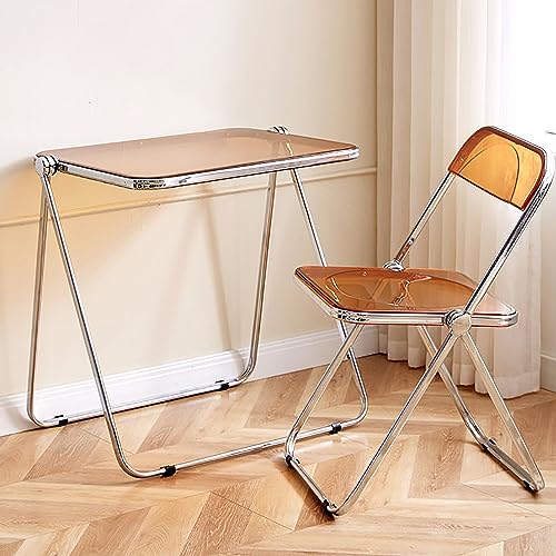 Folding Tray Table & Chair Set,Acrylic Tv Tray Table & Stool,Modern Foldable Desk Small Kitchen Desk Coffee Table With Chair,For Living Room,Bed Room,Kitchen,Outdoor(Tray Table & Chair, Clear)