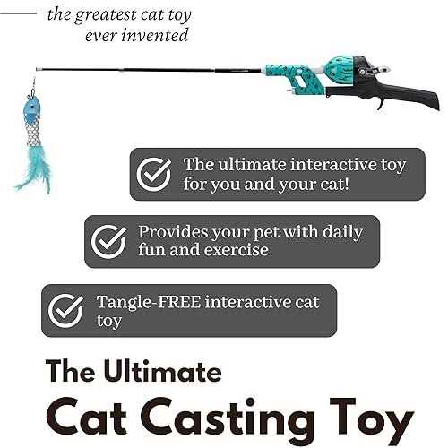Kid Casters Cat Caster Fishing Pole Toy Tangle Free Retractable & Easy to Store. Includes Two Interchangeable Teaser Toys - Pet Supplies online store