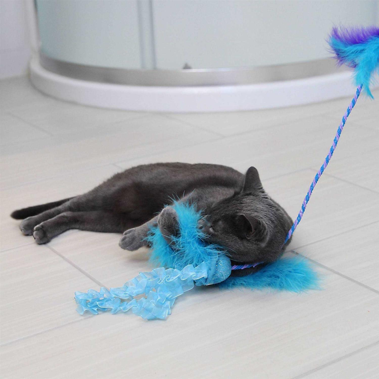 Quirky Kitty Jiggling Jellyfish Wand Cat Toy - Pet Supplies online store