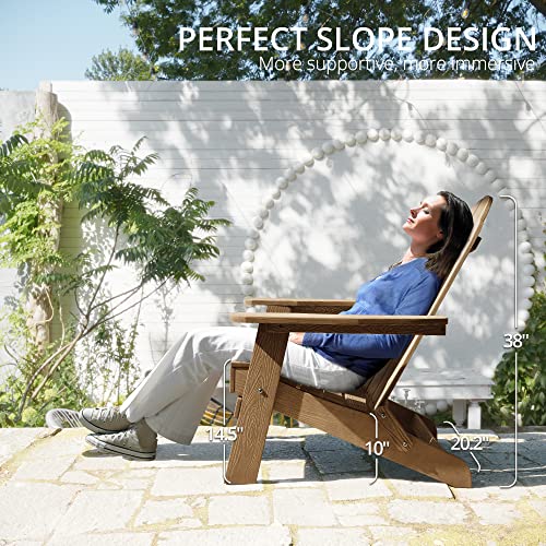 LUE BONA Folding Adirondack Chair Set of 2, Black HDPS Fire Pit Patio Chairs Weather Resistant, Modern Plastic Outdoor Chairs with Cup Holder