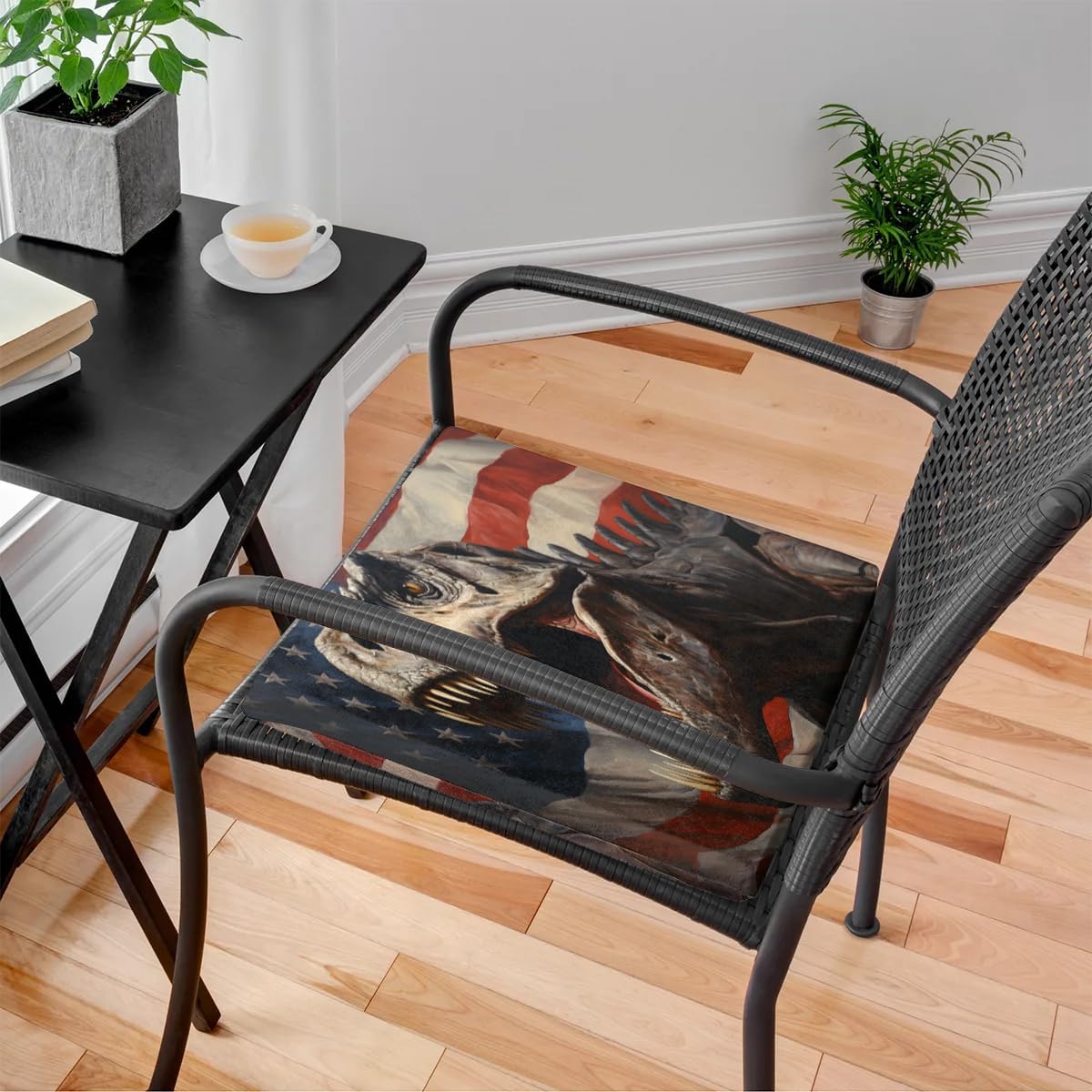 Chair Cushions for Dining Chairs, Flag Dinosaur Chair Pads for Kitchen Chairs, Non Skid Memory Foam Seat Cushions for Office Chair, Car Seat, Outdoor, Patio(16x16 Inches)