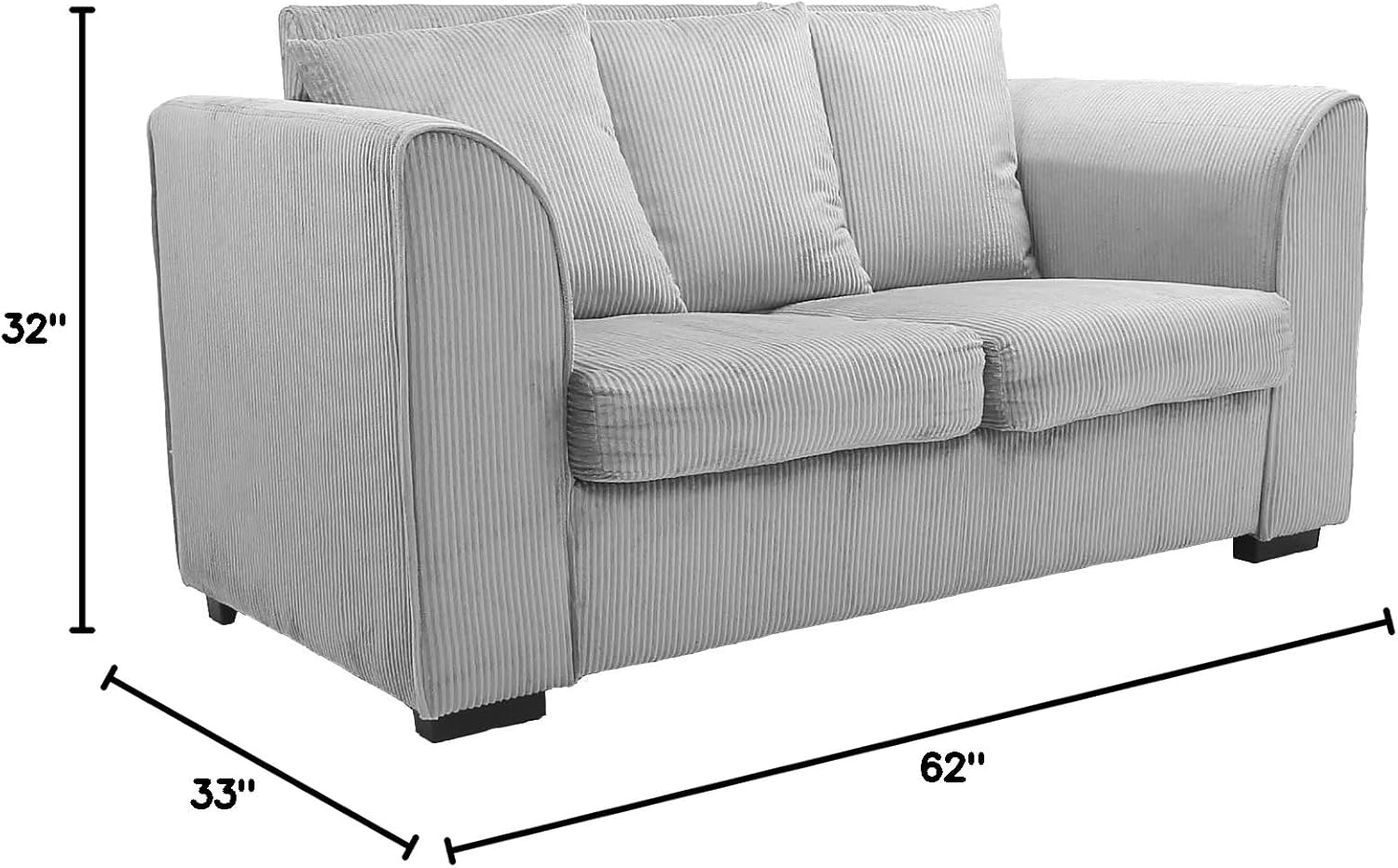 Modern Double Sofa Light Grey for Living Room Bedroom