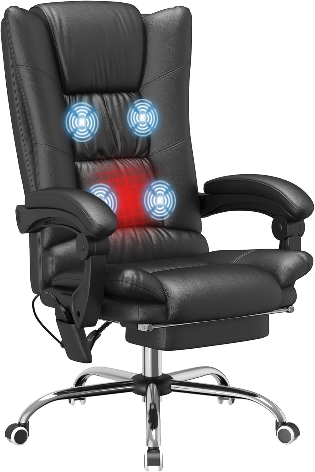 Vinsetto Vibration Massage Office Chair with Heat, Footrest, Black