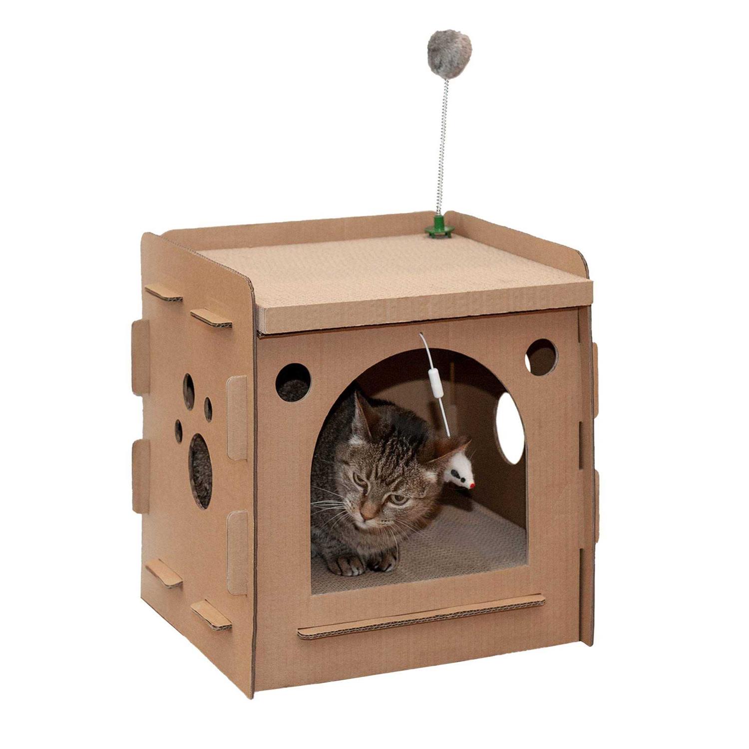 FurHaven Corrugated Cat Scratcher House with Catnip - Pet Supplies online store
