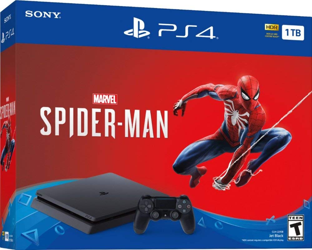 Newest Released Sony PlayStation 4 1TB Marvel's Spider-Man Bundle: PlayStation 4 1TB Jet Black Console, Marvel's Spider-Man, DUALSHOCK 4 Wireless Controller, Choose Favorite Game and Accessories