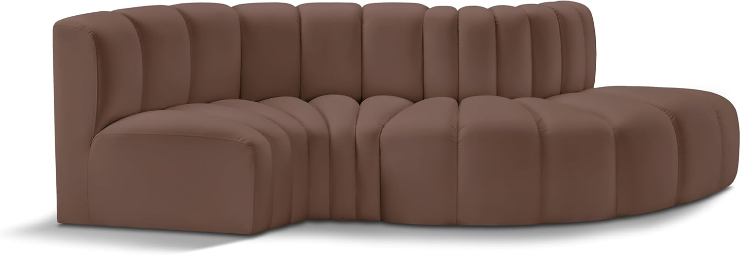 Meridian Furniture Arc Collection Modern | Contemporary Sofa with Soft Vegan Leather, Deep Channel Tufting, Modular, 104