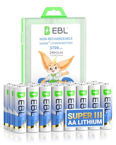 EBL AA Lithium Batteries 3700mAh, 1.5V Longest Lasting Double A Battery Upgraded Super Ⅲ Lithium AA Batteries for Blink Camera, Doorbell, High-Performance Power, 12 Pack Non-Rechargeable