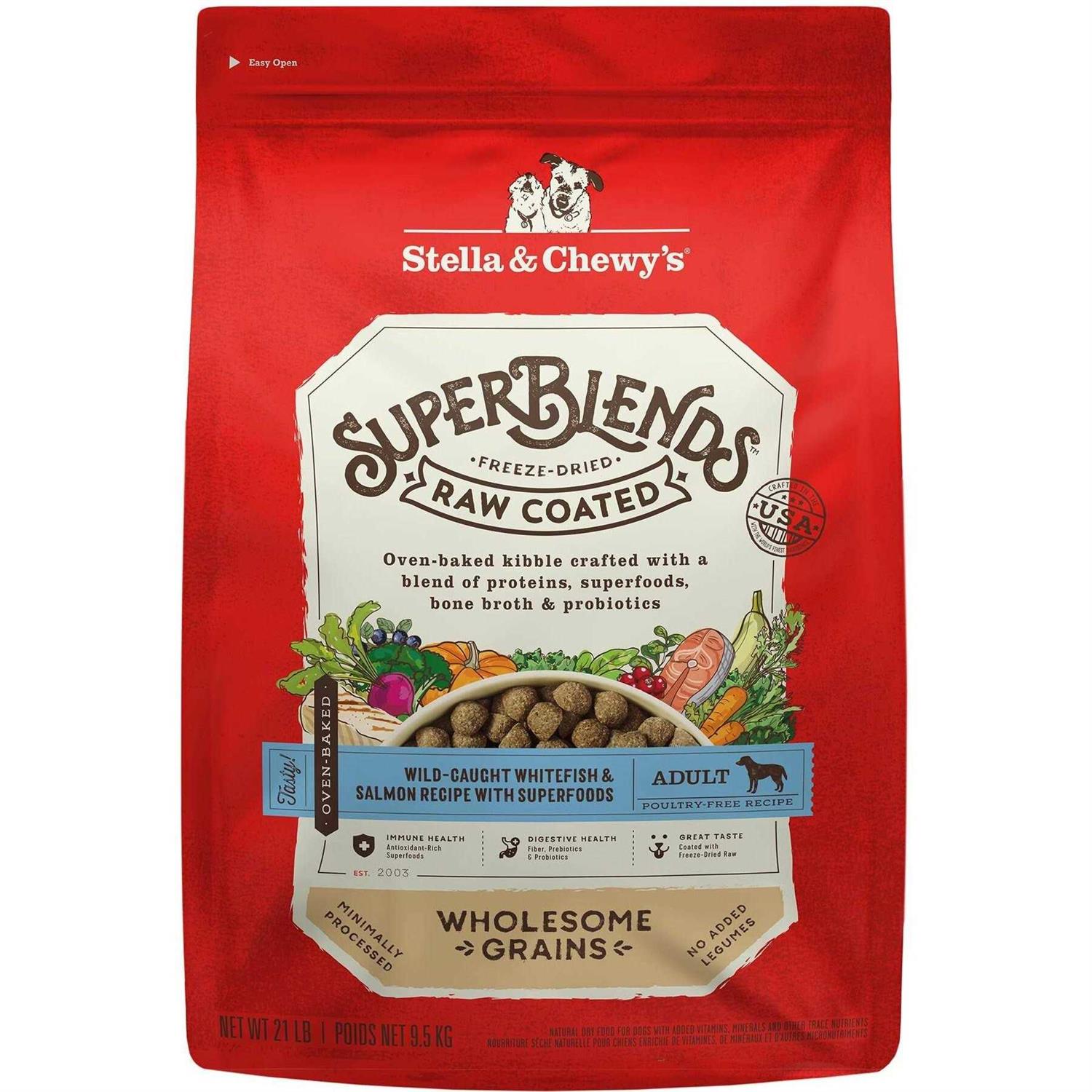Stella & Chewy's SuperBlends Raw Wholesome Grains Wild Caught Whitefish & Salmon Recipe with Superfoods - Pet Supplies online store