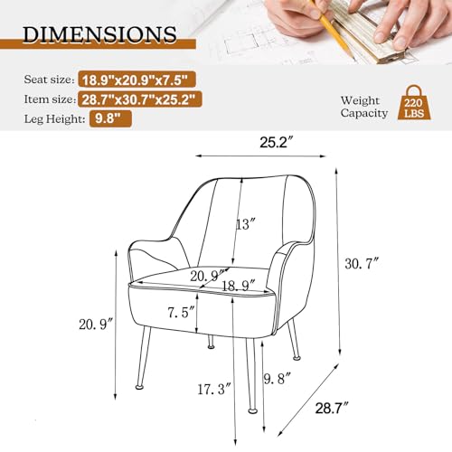 Floral Accent Chair with Golden Metal Legs, Velvet Fabric Small Accent Chair, Comfy Living Room Chair, Upholstered Side Chair for Bedroom, Reading Room (Flower Print & White)