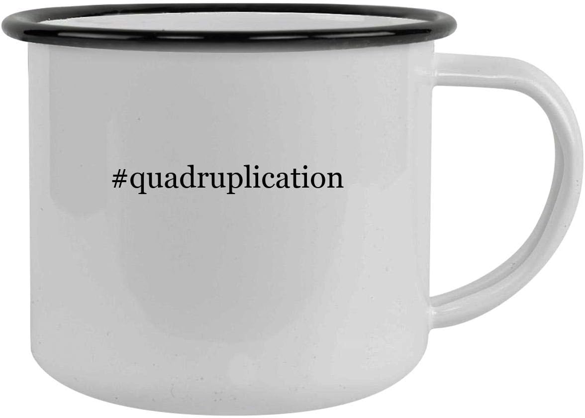 #quadruplication - 12oz Hashtag Camping Mug Stainless Steel, Black