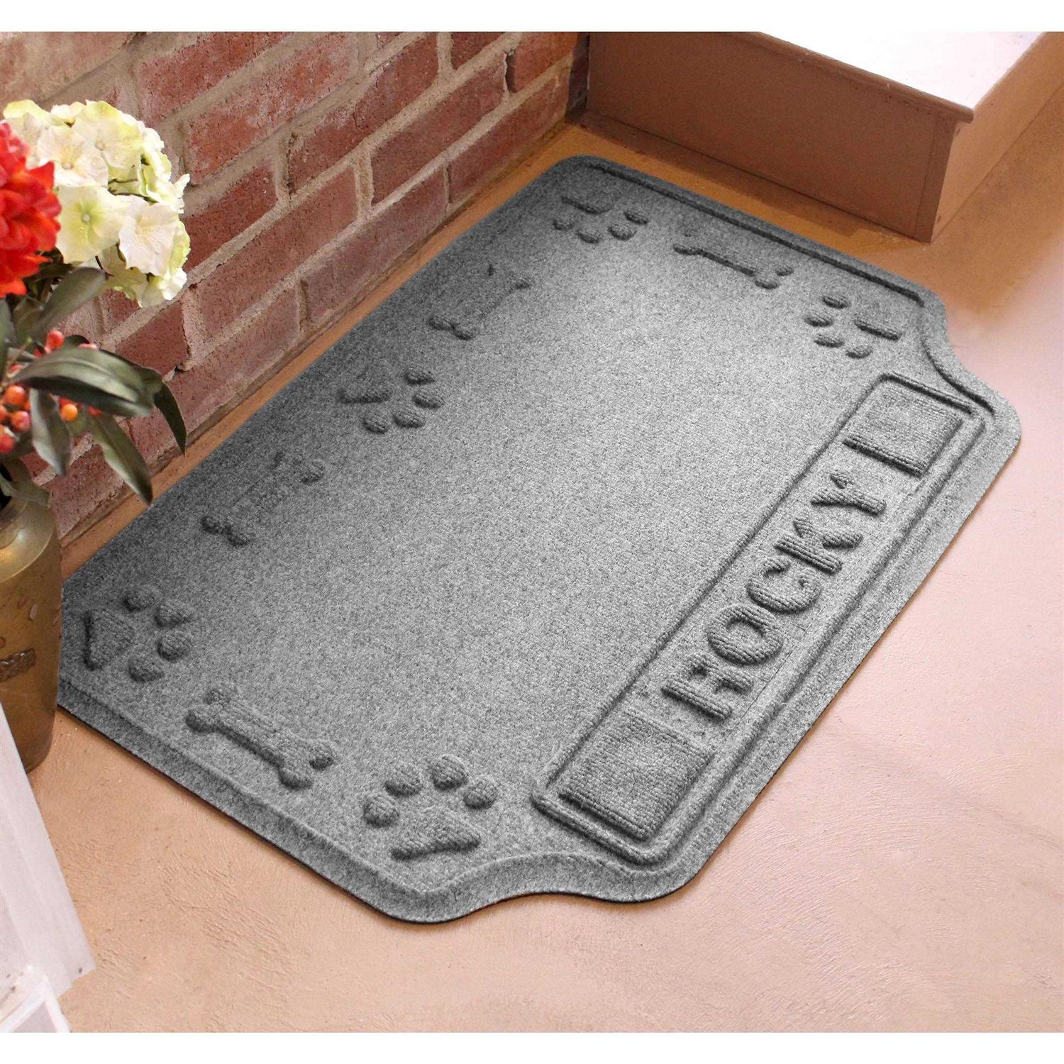 Bungalow Flooring Personalized Waterhog Drool Hog Dog Bone Dog Dinner Mat - Pet Supplies online store