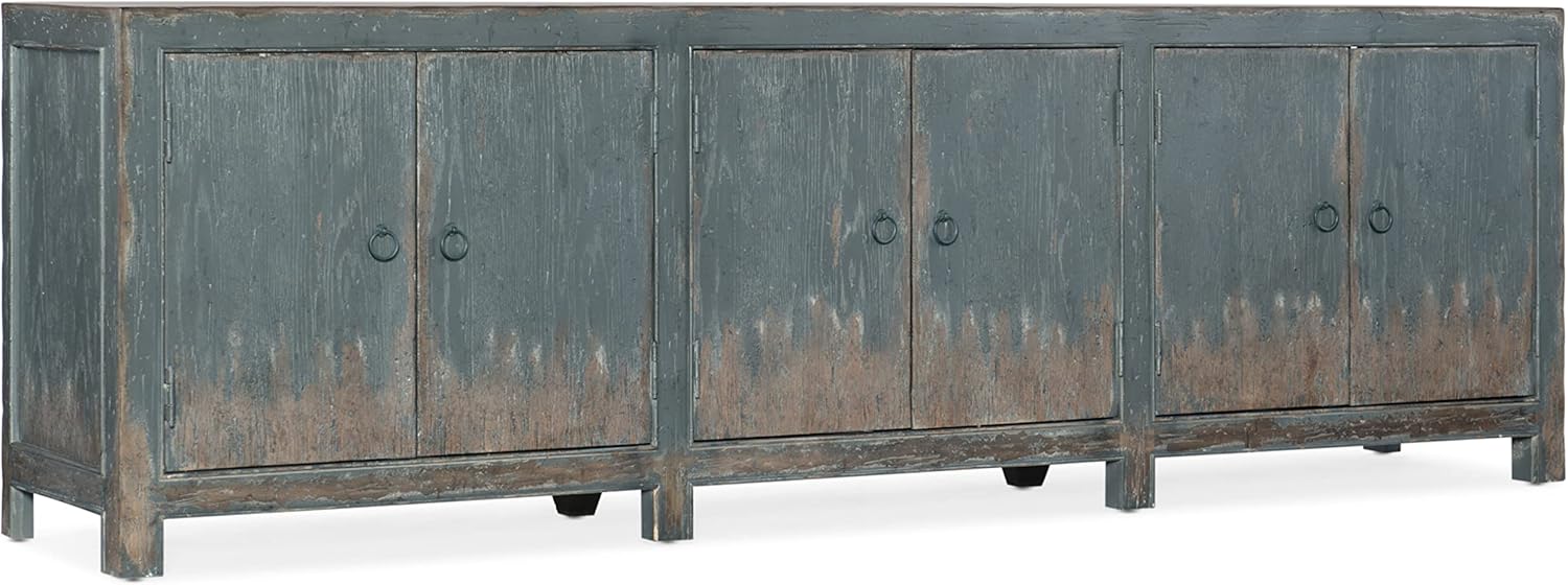 Hooker Furniture Boheme Salvator Wood Media Console in Distressed Blue