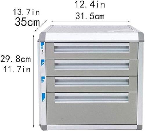 Office Filing Storage File Cabinets Flat File Cabinets Vertical 4 Drawer Lockable Data File Storage Cabinet - Aluminum Alloy - Gray 31.5X35X29.8cm Home Office Furniture Office Supplies (Color:default)