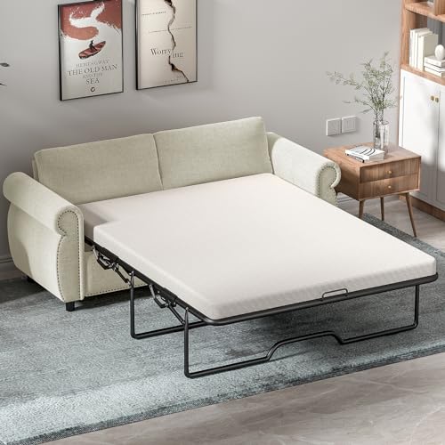 BALUS 2-in-1 Pull Out Sofa Bed, Convertible Sleeper Sofa Couch with Memory Sponge Mattress, Covers Removable and Washable, Pullout Couch for Living Room Home Office, Full Size, Dark Grey