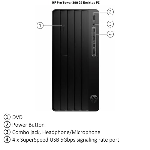 HP Pro G9 Business Desktop, Intel Core Processor (Up to 4.3 GHz), 16GB Memory, HDMI 1.4b, VGA, Ethernet (RJ-45), DVD Slot, USB Type-A, WiFi & Bluetooth, Windows 11 Pro (32GB RAM | 512GB SSD)
