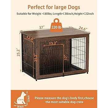 Megidok Wooden Dog Crate Furniture with Cushion Dog Crate End Table with Tray - Pet Supplies online store