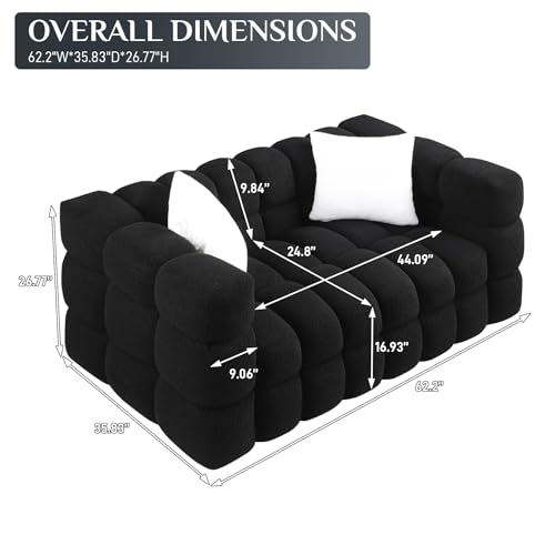 Loveseat Sofa, Modern 2 Seater Sofa Couch, 62