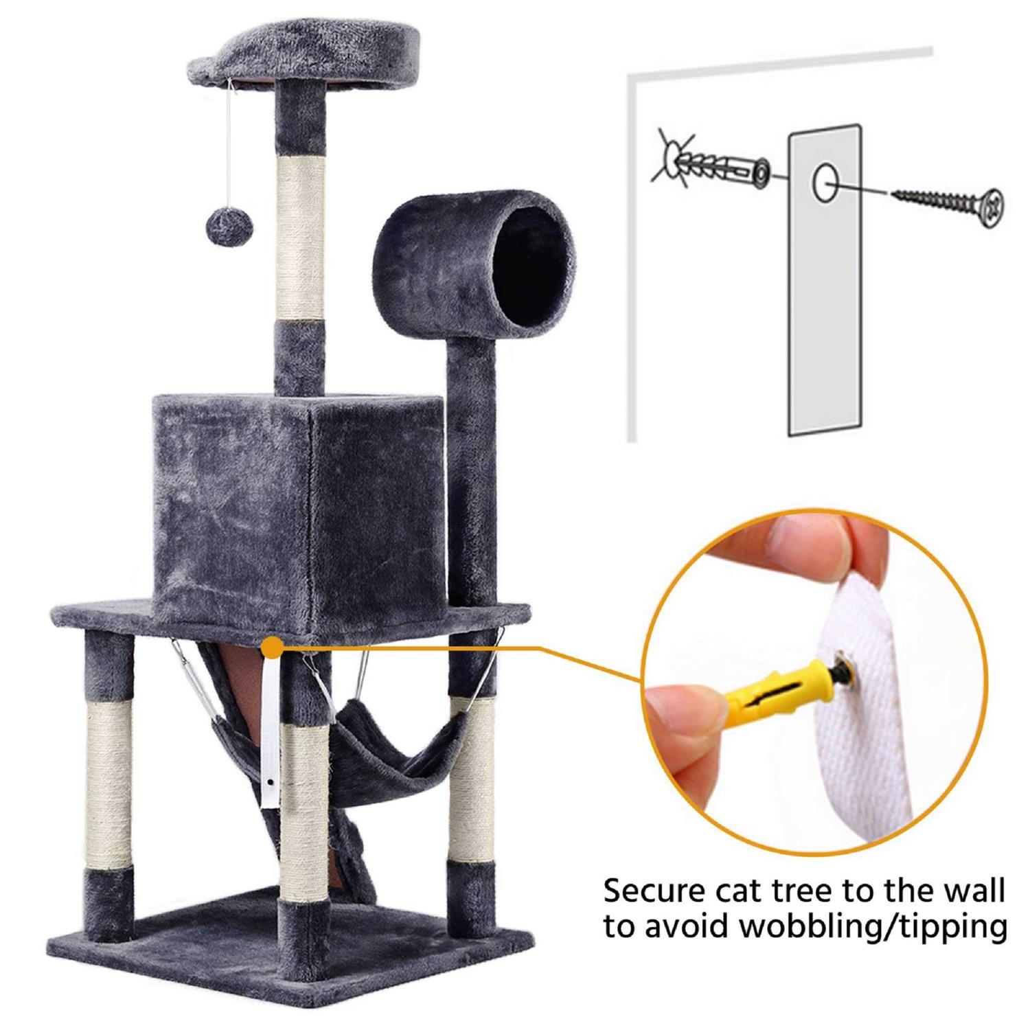 Topeakmart Plush Cat Tree Condo with Hammock Tunnel - Pet Supplies online store