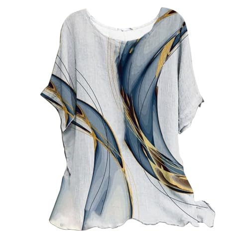 Linen Shirt for women fashion Layered dyed clothes Loose crewneck tops womens daily t shirts summer shirts for women