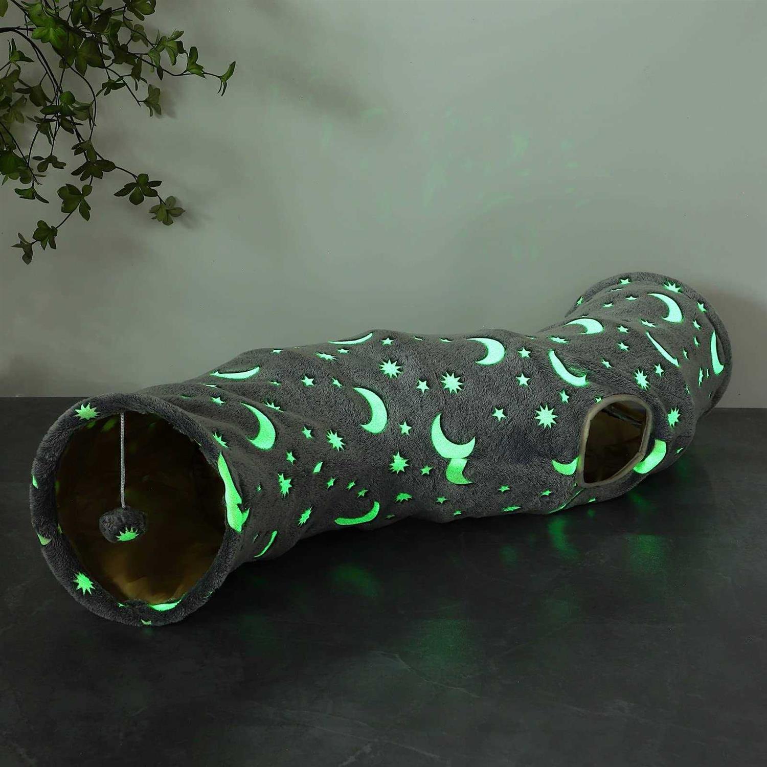 LUCKITTY Cat Tunnel Tube with Plush Ball Toys Collapsible Self-Luminous - Pet Supplies online store