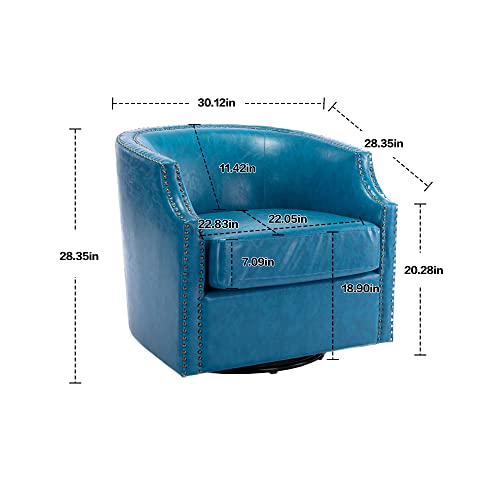 Swivel Accent Chair Set of 2, Faux Leather Comfy Round Barrel Chair for Living Room, 360 Degree Club Chair for Nursery Bedroom Living Room Hotel Office, Brown