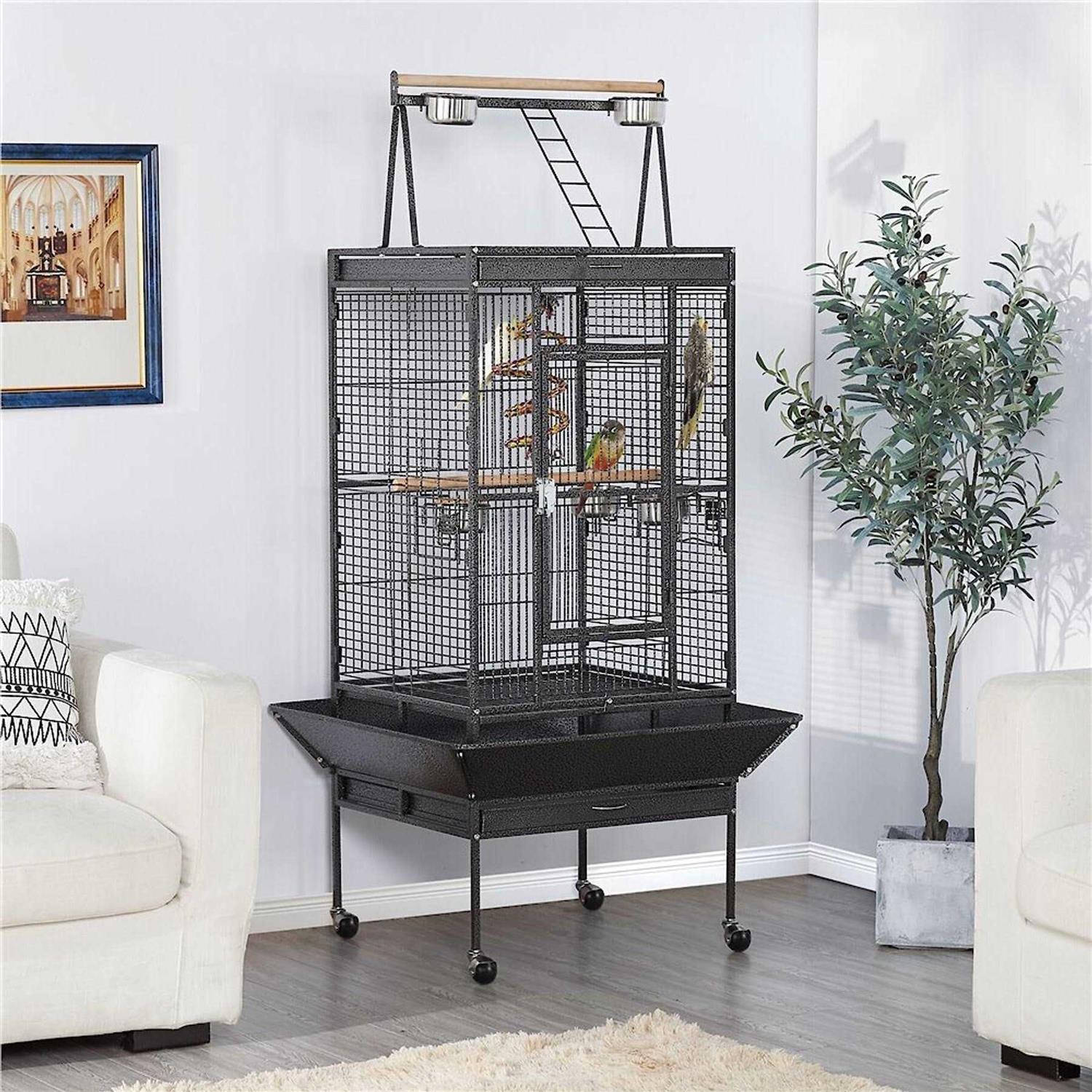 Yaheetech 68.5-in Rolling Bird Cage & Playtop - Pet Supplies online store