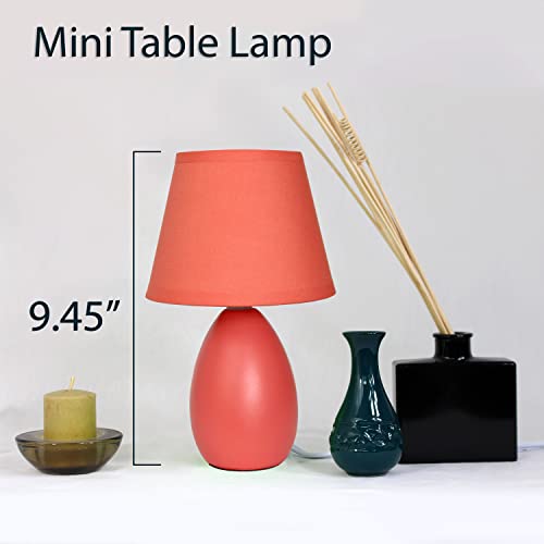 Simple Designs LT2009-OFF Mini Egg Oval Ceramic Table Desk Lamp, Off White , 5.51 x 5.51 x 9.45