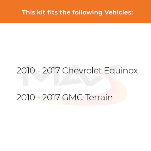 Max Advanced Brakes Front & Rear Brake Kit For 2010 2011 2012 2013 2014 2015 2016 2017 Chevy Equinox GMC Terrain Replacement Geomet Coated OE Disc Brake Rotors and Ceramic Brake Pads