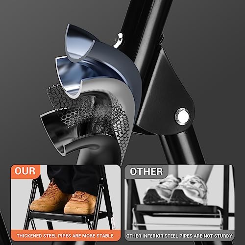 2 Step Ladder Step Stool for Adult Foldable Stepladder 2 Step 330lbs Capacity with Wide Anti-Slip Pedal Heavy Duty Step Stools for Home Kitchen and Office