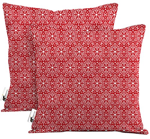 Hipster Vintage Damask Outdoor Throw Pillows - Set of 2 - Ruby Damask Patio Pillows | UBU Republic (16