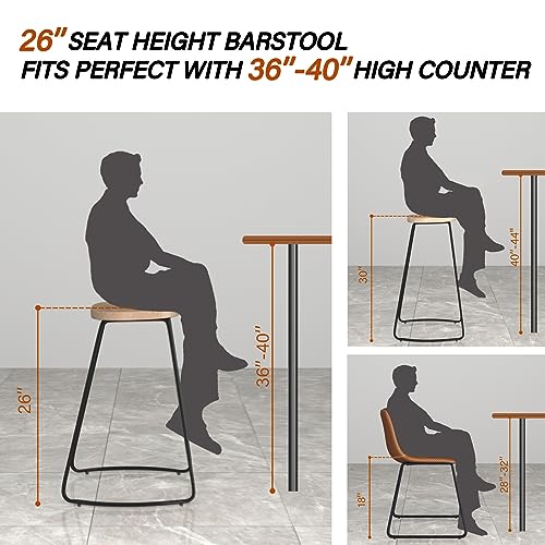 HeuGah Bar Stools Set of 4, Saddle Seat Wooden Barstools for Kitchen Island, 30