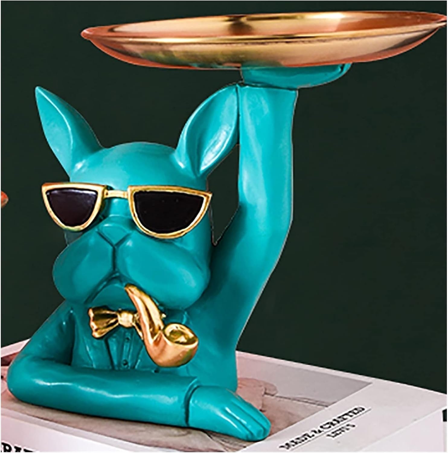 Bulldog Holding Storage Tray,Jewelry Key Tray,Fun Key Bowl ewelry Earrings Holder Home Living Room Table Decor,Stainless Steel Towel Tray,Trays Cosmetics Jewelry Organizer,Birthday Gift for Women Men