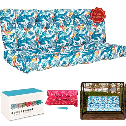 3S Rebound Swing Replacement Seat Cushions, 2-3 Seater Bench Cushions for Outdoor Furnitur with Backrest, Garden Recliner Seat Cushions Waterproof Sofa Pads (Dark Blue, 60x40in)